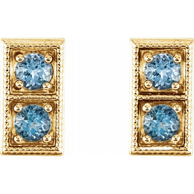 14K Yellow Aquamarine Two-Stone Earrings 2