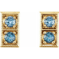 14K Yellow Aquamarine Two-Stone Earrings 2