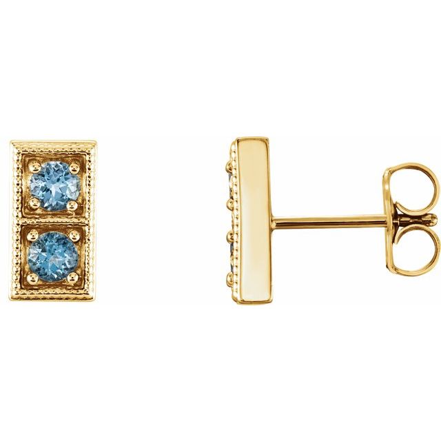 14K Yellow Aquamarine Two-Stone Earrings 1