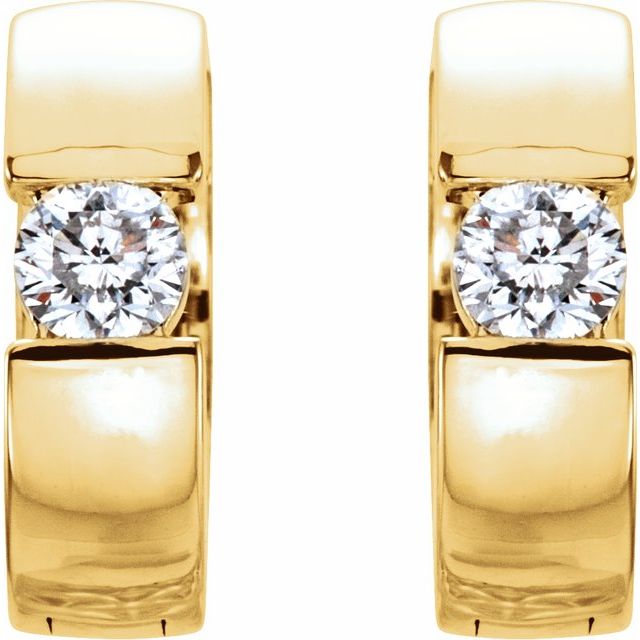 14K Yellow 1/5 CTW Diamond Hinged Hoop Earrings 2