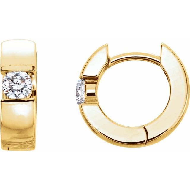 14K Yellow 1/5 CTW Diamond Hinged Hoop Earrings 1