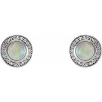 14K White 5 mm Opal & 1/6 CTW Diamond Halo-Style Earrings 2