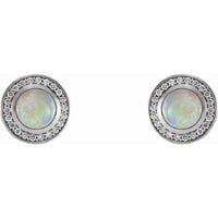 14K White 5 mm Opal & 1/6 CTW Diamond Halo-Style Earrings 2