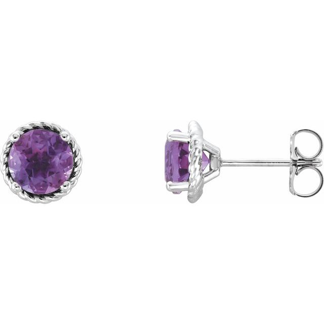 14K White Amethyst Rope Earrings 1