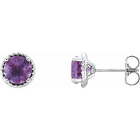 14K White Amethyst Rope Earrings 1