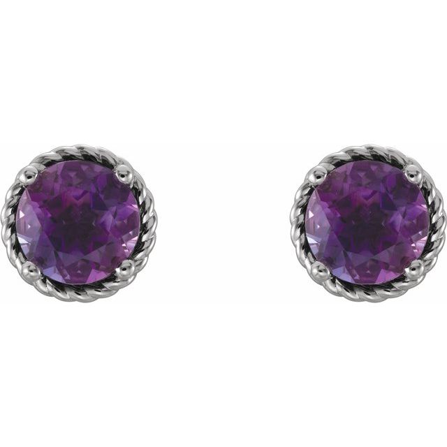 14K White Amethyst Rope Earrings 2