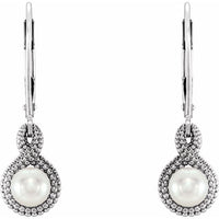 14K White Freshwater Cultured Pearl Beaded Earrings 2