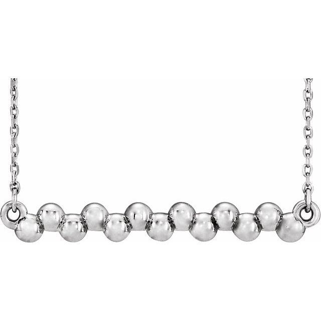 Sterling Silver Beaded Bar 16-18" Necklace 1