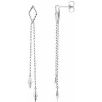 14K White Geometric Chain Earrings 1