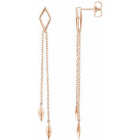 14K Rose Geometric Chain Earrings 1
