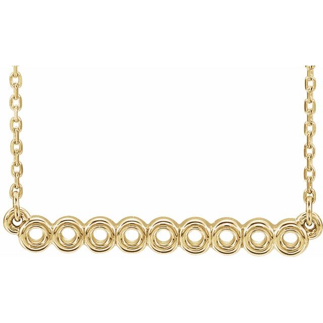 14K Yellow Circle Bar 16"-18" Necklace 1