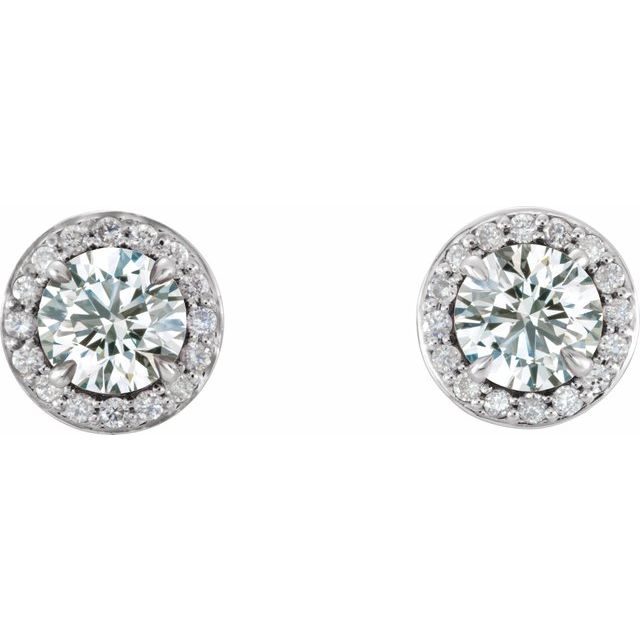 14K White 5 mm Round White Sapphire & 1/8 CTW Diamond Earrings 2