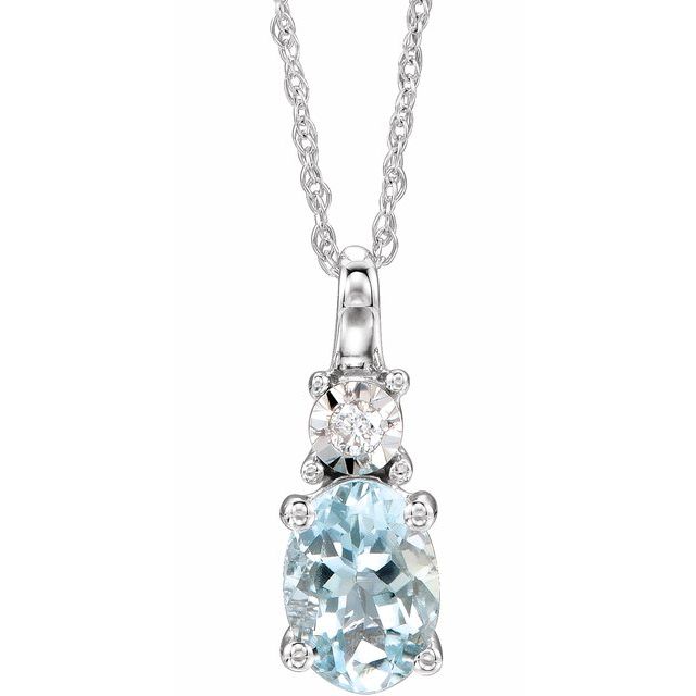 14K White Aquamarine & .02 CTW Diamond 18" Necklace 1