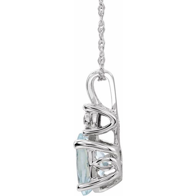 14K White Aquamarine & .02 CTW Diamond 18" Necklace 2