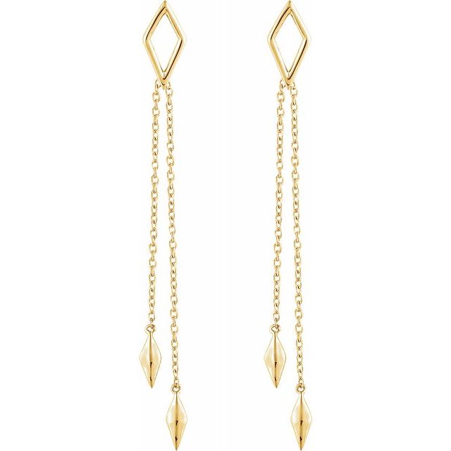 14K Yellow Geometric Chain Earrings 2
