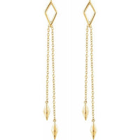 14K Yellow Geometric Chain Earrings 2