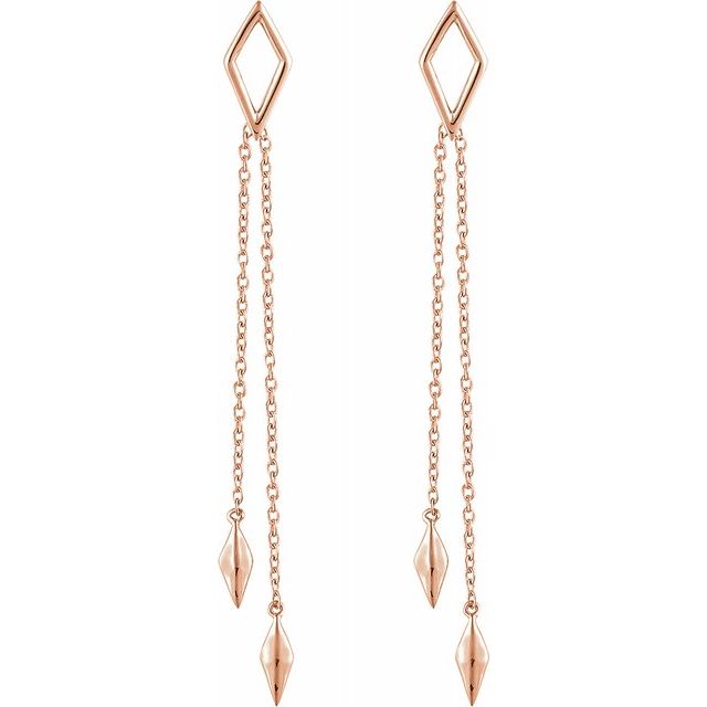 14K Rose Geometric Chain Earrings 2