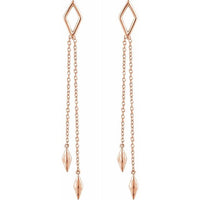 14K Rose Geometric Chain Earrings 2