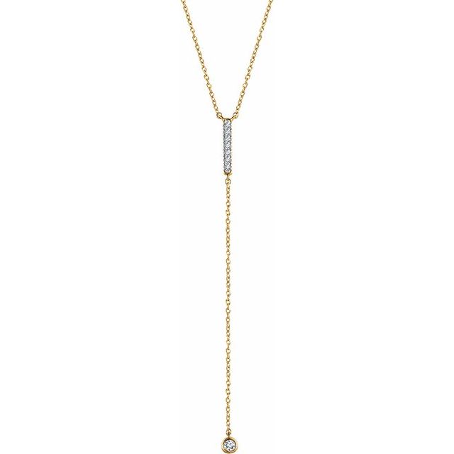 14K Yellow 1/8 CTW Diamond Bar Y 16-18" Necklace 1