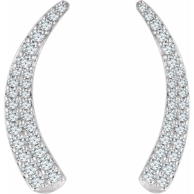 14K White 3/8 CTW Diamond Ear Climbers 2