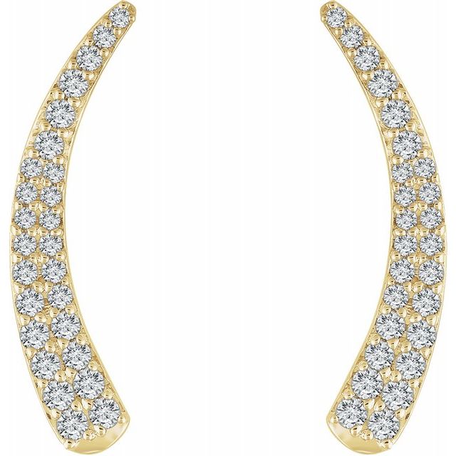 14K Yellow 3/8 CTW Diamond Ear Climbers 2