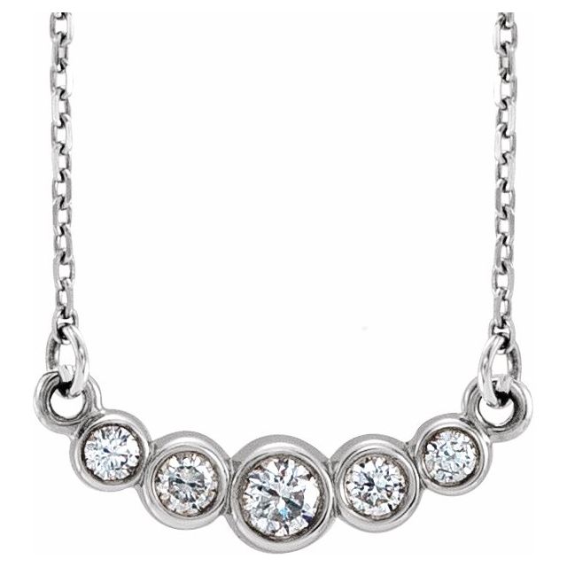 14K White Graduated Bezel-Set 1/5 CTW Diamond 16-18" Necklace 1