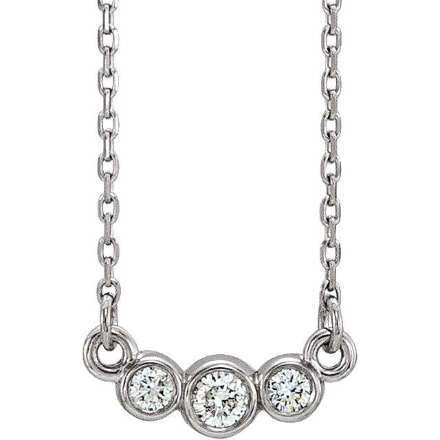 14K White Graduated Bezel-Set 1/8 CTW Diamond 16-18" Necklace 1