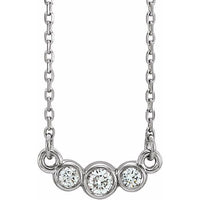 14K White Graduated Bezel-Set 1/8 CTW Diamond 16-18" Necklace 1