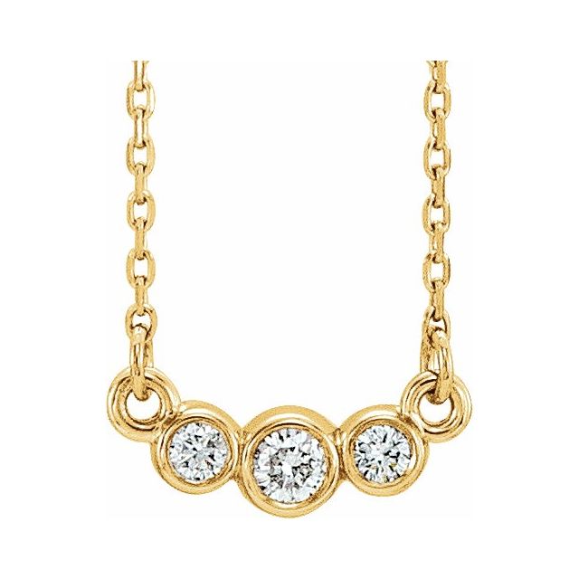 14K Yellow Graduated Bezel-Set 1/8 CTW Diamond 16-18" Necklace 1
