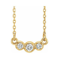 14K Yellow Graduated Bezel-Set 1/8 CTW Diamond 16-18" Necklace 1