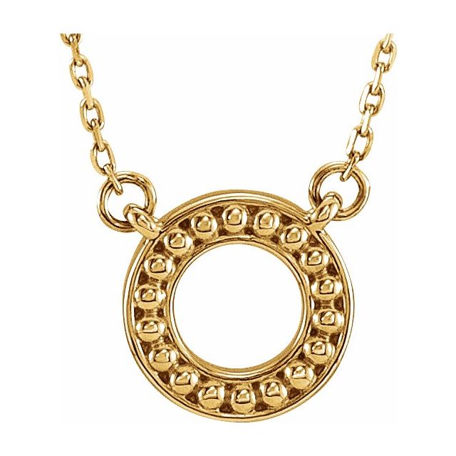 14K Yellow Beaded Circle 16-18" Necklace 1