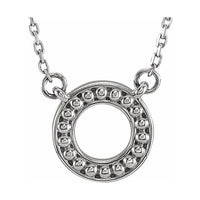 14K White Beaded Circle 16-18" Necklace 1