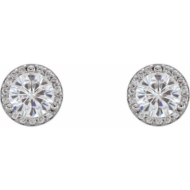 14K White Gold 5 mm Forever One™ Lab-Grown Moissanite & .07 CTW Natural Diamond Earrings