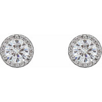 14K White Gold 5 mm Forever One™ Lab-Grown Moissanite & .07 CTW Natural Diamond Earrings