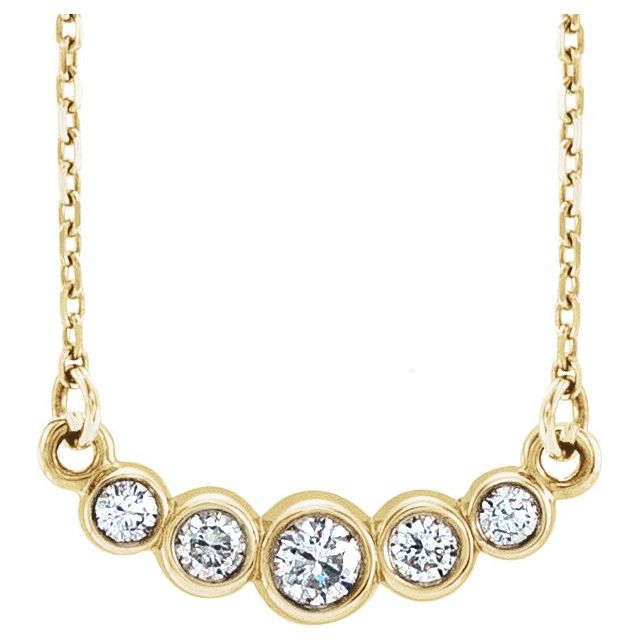 14K Yellow Graduated Bezel-Set 1/5 CTW Diamond 16-18" Necklace 1