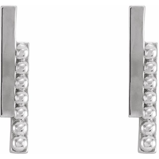 Sterling Silver Beaded Bar Earring 2