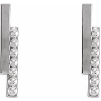 Sterling Silver Beaded Bar Earring 2