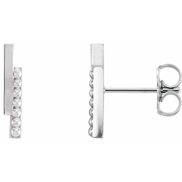 Sterling Silver Beaded Bar Earring 1