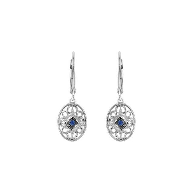 Sterling Silver Sapphire Lever Back Earrings 2