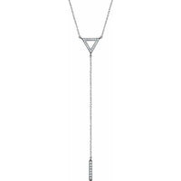 14K White 1/6 CTW Diamond Triangle & Bar Y 16-18" Necklace 1