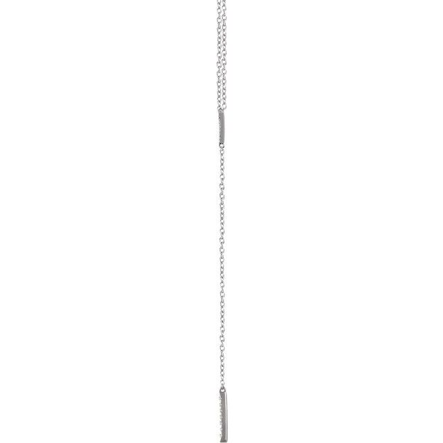 14K White 1/6 CTW Diamond Triangle & Bar Y 16-18" Necklace 2