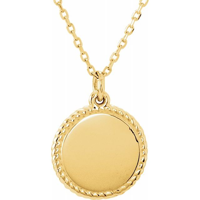 14K Yellow Engravable Round 16-18" Rope Necklace 1