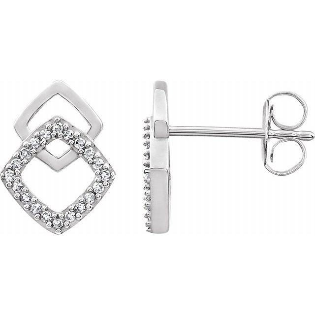 14K White 1/10 CTW Diamond Geometric Earrings 1