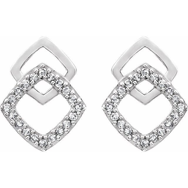 14K White 1/10 CTW Diamond Geometric Earrings 2
