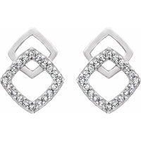 14K White 1/10 CTW Diamond Geometric Earrings 2