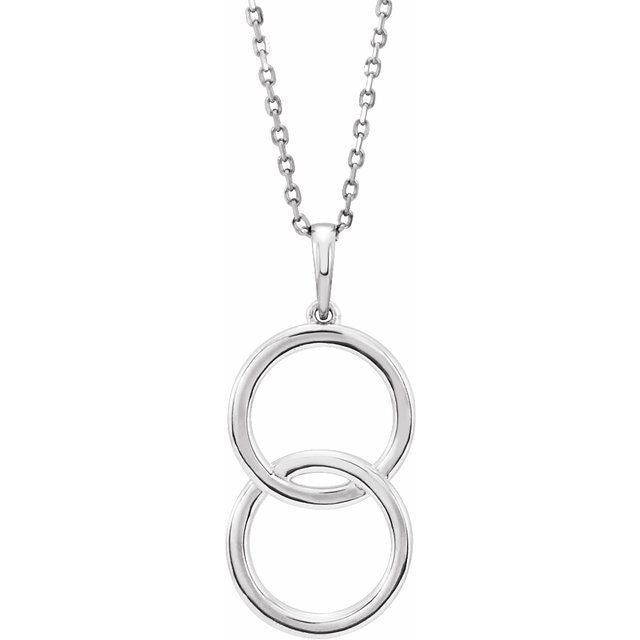 14K White Interlocking Circle 18" Necklace 1