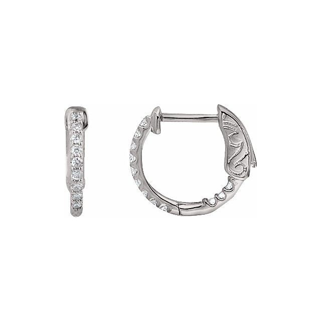 Platinum 1/4 CTW Diamond Inside-Outside 14.5 mm Hoop Earrings 1