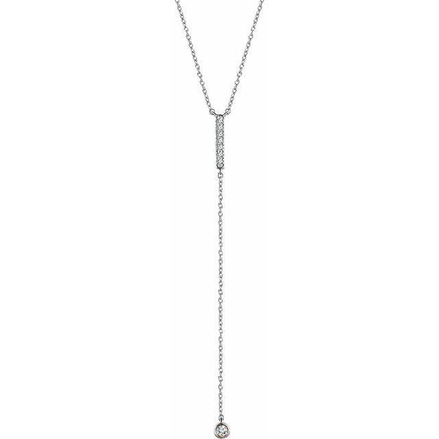 14K White 1/8 CTW Diamond Bar Y 16-18" Necklace 1