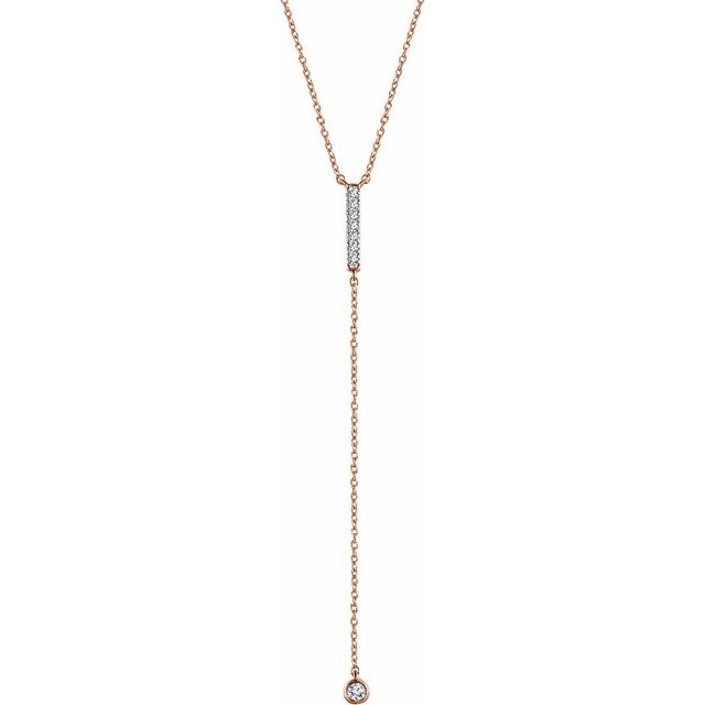 14K Rose 1/8 CTW Diamond Bar Y 16-18" Necklace 1