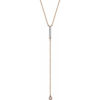 14K Rose 1/8 CTW Diamond Bar Y 16-18" Necklace 1